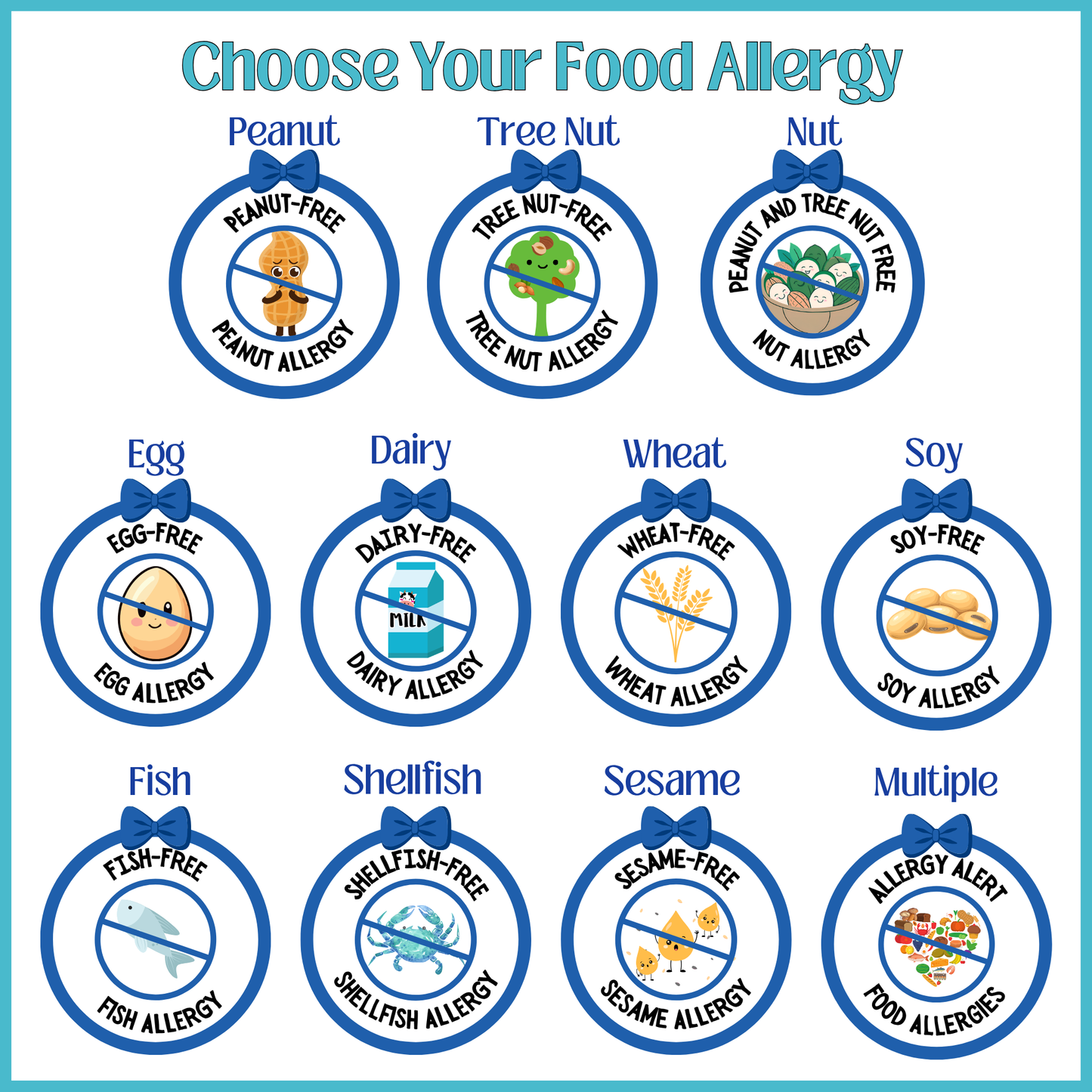 Blue Floral Food Allergy Backpack