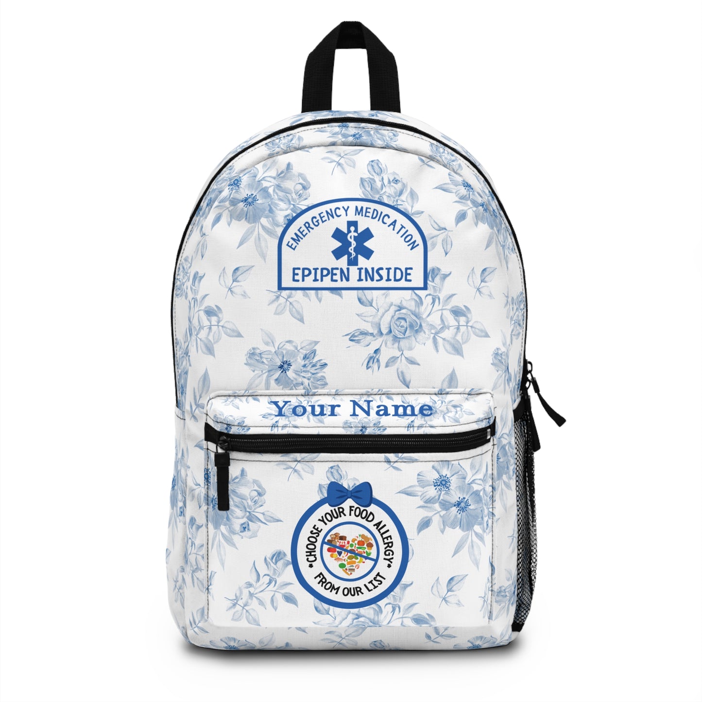 Blue Floral Food Allergy Backpack