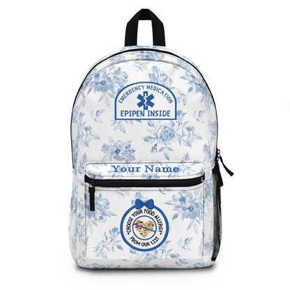 Blue Floral Food Allergy Backpack