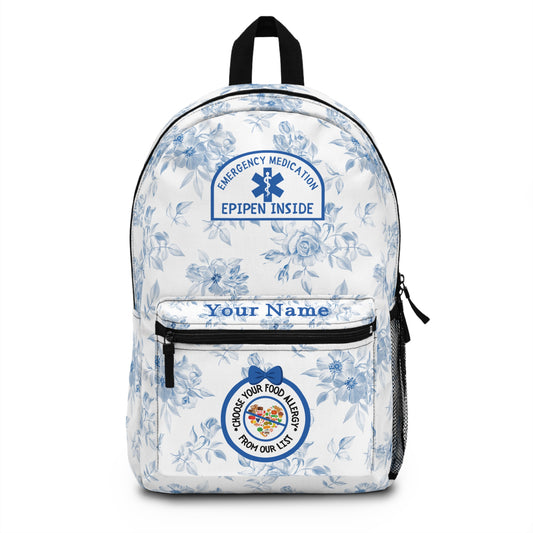 Blue Floral Food Allergy Backpack