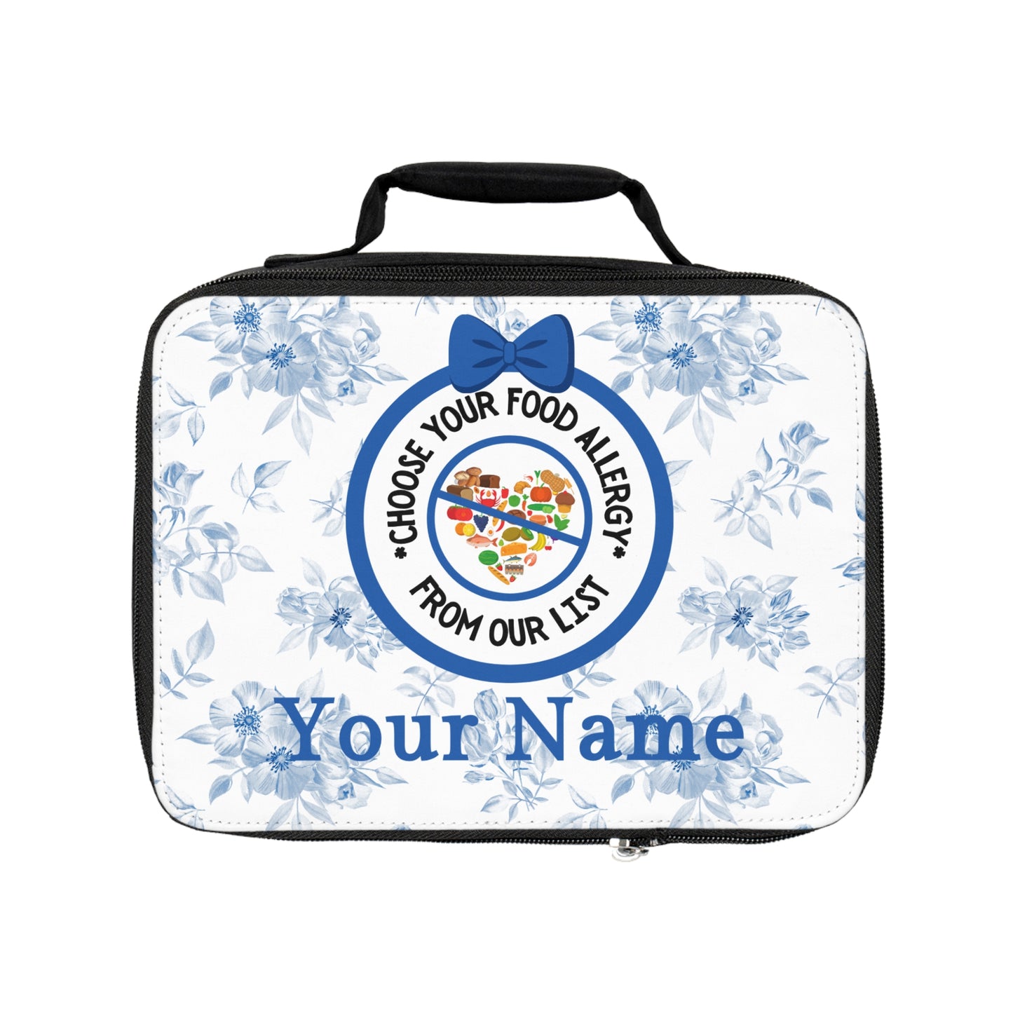 Blue Floral Food Allergy Lunchbox
