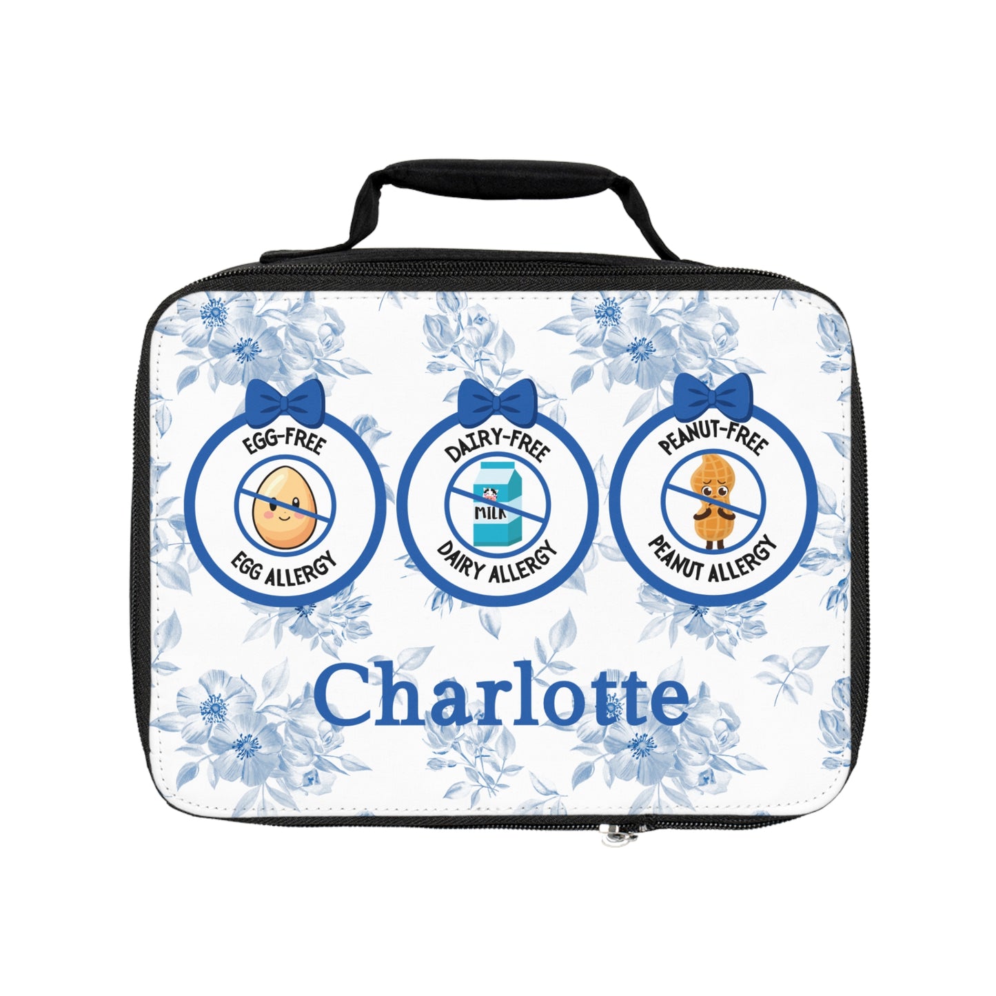 Blue Floral Food Allergy Lunchbox