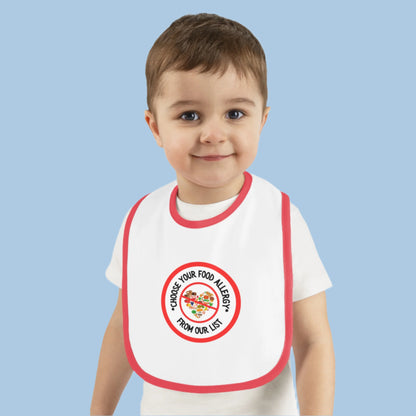 personalized food allergy baby bib with allergy alert design for babies and toddlers