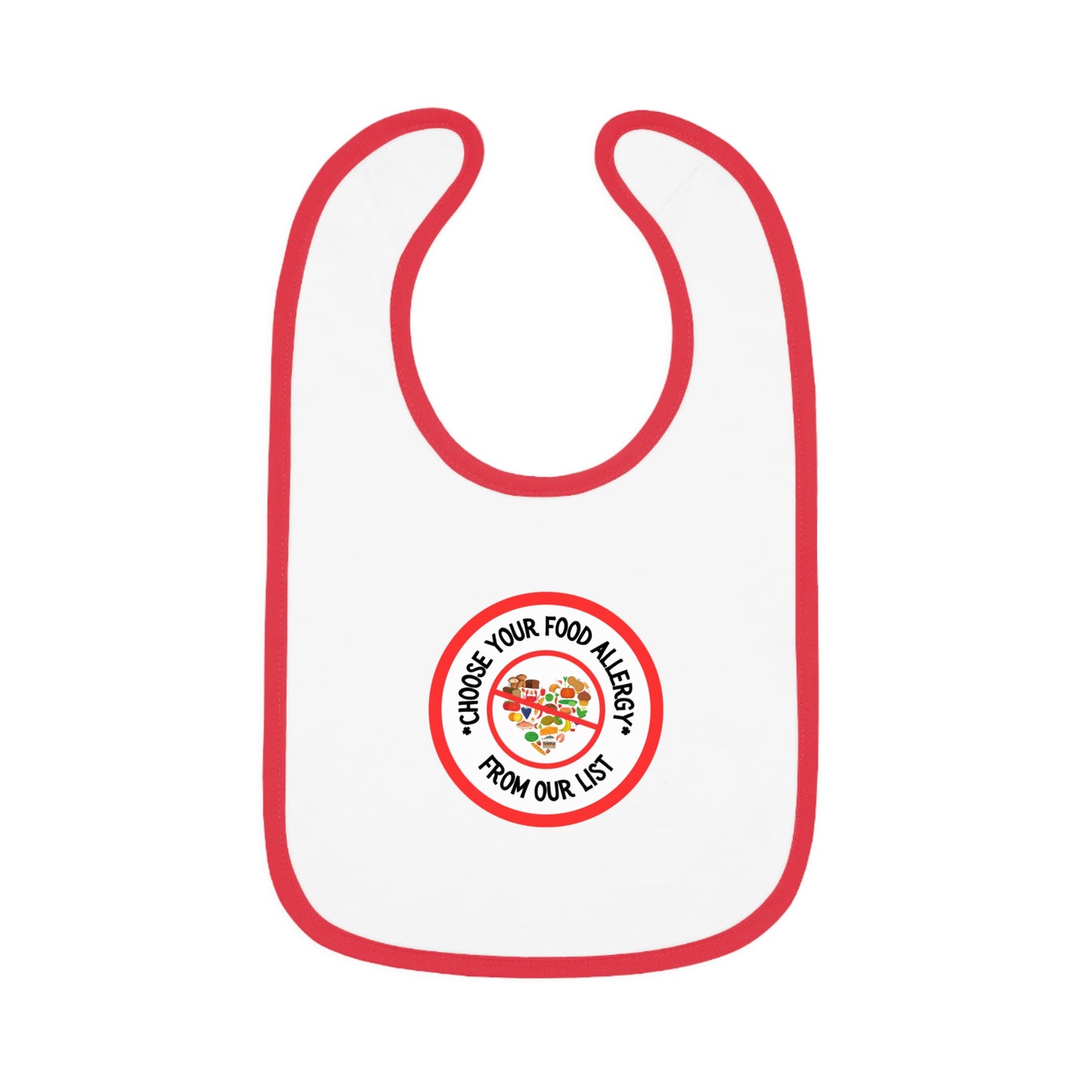 personalized food allergy baby bib with allergy alert design for babies and toddlers