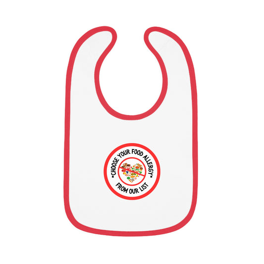 personalized food allergy baby bib with allergy alert design for babies and toddlers